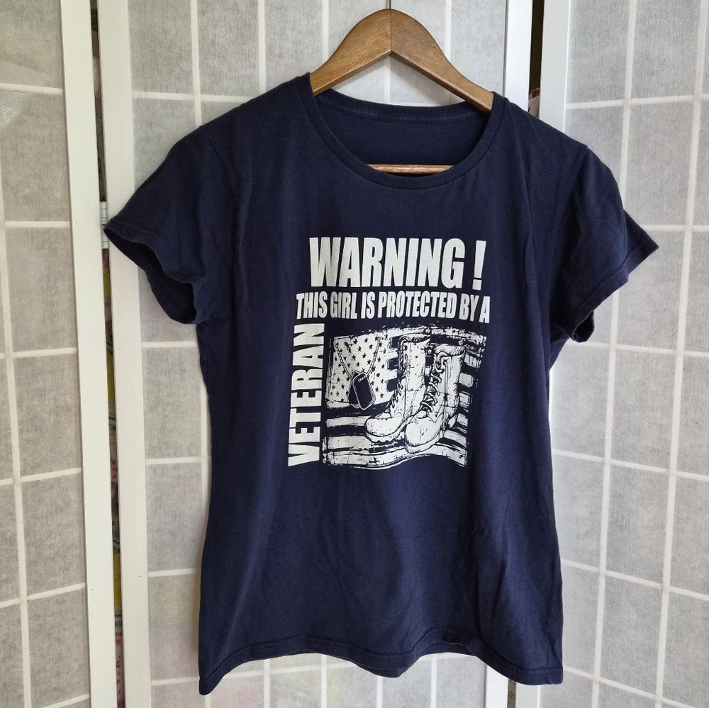 Protected By A Veteran Navy Graphic T-Shirt Sz S
